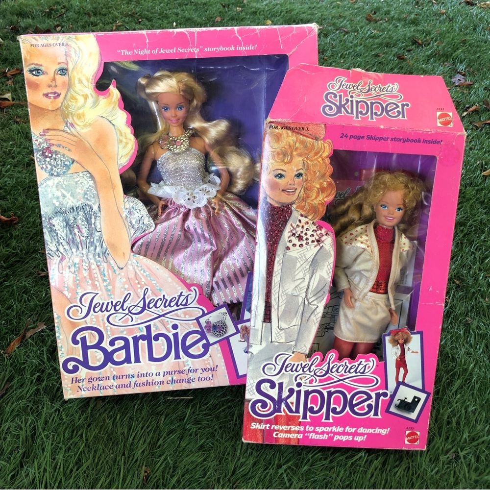 Vintage 1985 Jewel Secrets BARBIE & SKIPPER Set • New & Used #1737 #3133 • LOT